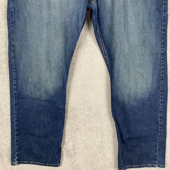 Wrangler Jeans Mens 38x29.5 Blue Denim Dark Wash Relaxed Boot Leg Retro Y2K - Picture 3 of 14